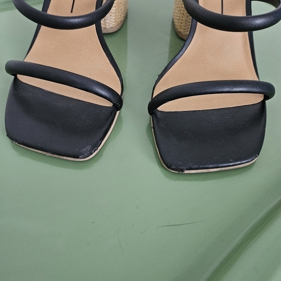 Dolce Vita black thin straps wicker block heel sandal size 9.5 - Picture 2 of 8